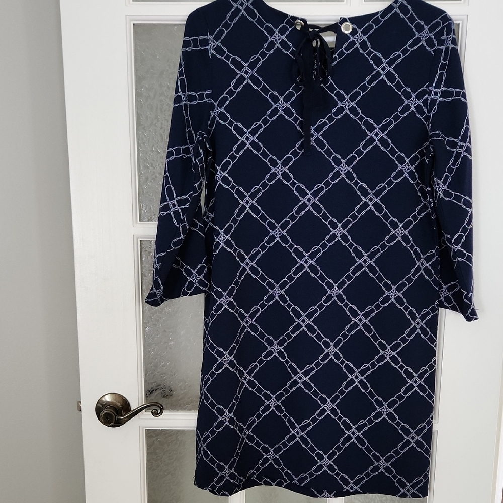 Max Cocos Navy Chain Pattern Dress - Picture 2 of 7